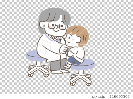 健康診断で診察を受けている小学生の男の子 116695503