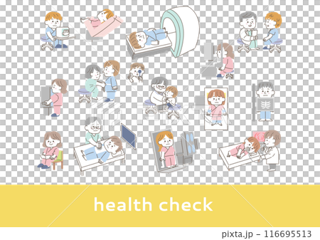 健康診断に関する人物のイラストセット 116695513