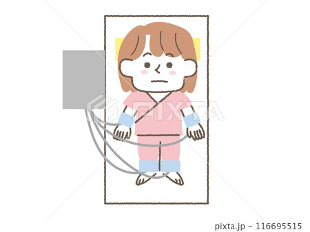 健康診断で心電図検査を受けている女性のイラスト 116695515