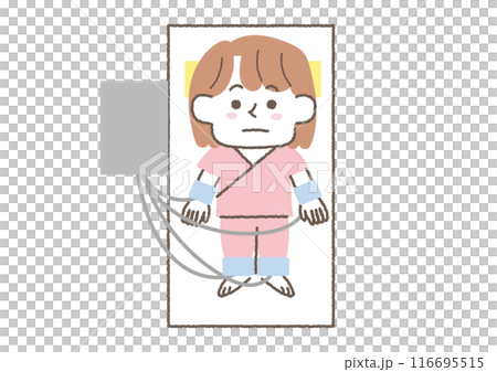 一名婦女在健康檢查期間接受心電圖檢查的插圖 116695515