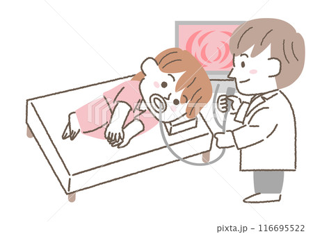 胃カメラ検査を受けている女性のイラスト 116695522