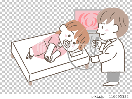 胃カメラ検査を受けている女性のイラスト 116695522