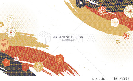 日本の正月背景デザイン／和柄と花 116695598