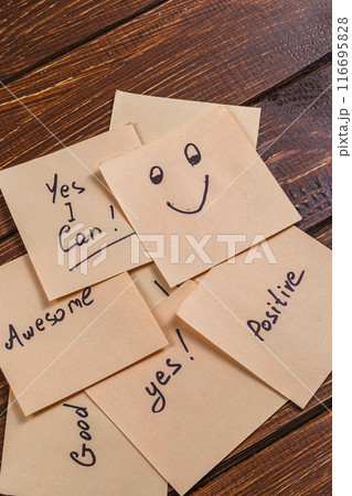 Positive messages on a desk Photo Positive messages on a desk Photo 116695828