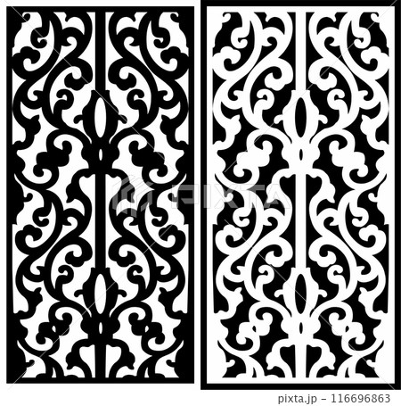 Vector Cutting Laser Partition Fences And Facade , Seamless Pattern 116696863