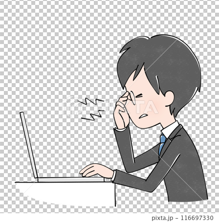 眼精疲労　パソコン　スーツの男性 116697330