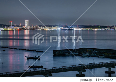 海側から見た横須賀新港付近の夜景【夏】破崎緑地展望地 116697622