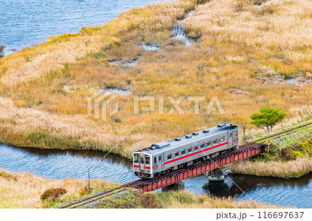北海道 花咲線 秋色の別寒辺牛湿原を行く列車 北海道 花咲線 秋色の別寒辺牛湿原を行く列車 116697637