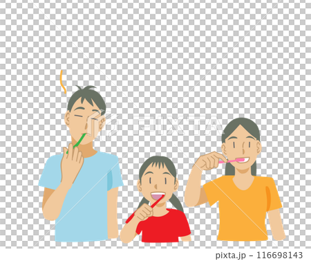 歯磨きをする家族のイラスト 歯磨きをする家族のイラスト 116698143