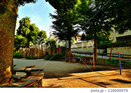 都心にある快適な空間　木製公衆トイレのある鍋島松濤公園 116698979