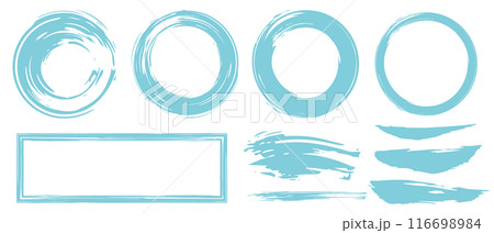 筆　ブラシ　水色　丸　四角　線　フレーム　セット　brush strokes 116698984