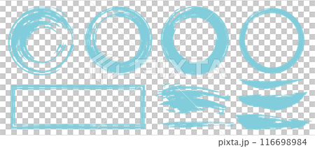 筆　ブラシ　水色　丸　四角　線　フレーム　セット　brush strokes 116698984