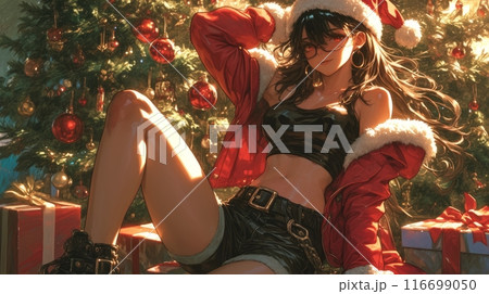 woman dressed as Santa Claus woman dressed as Santa Claus 116699050