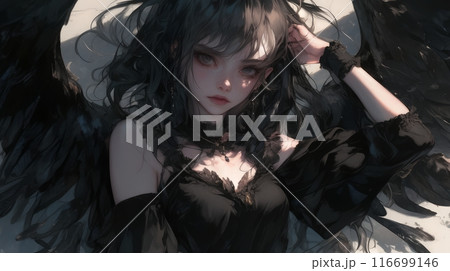 woman with black wings 116699146