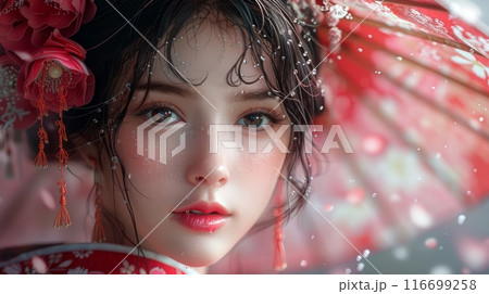 Japanese woman in traditional dress Japanese woman in traditional dress 116699258