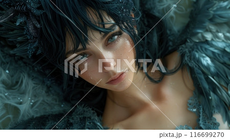 woman with black wings woman with black wings 116699270