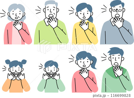 驚く3世代家族の上半身セット 116699828