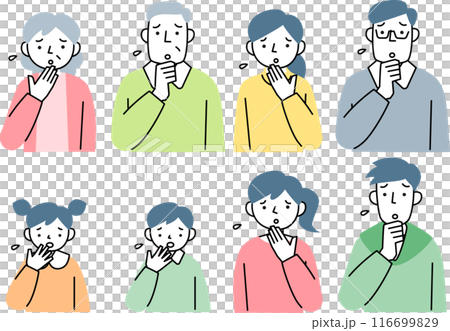 心配する3世代家族の上半身セット 116699829