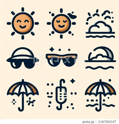 かわいい天気アイコンセット 116700347
