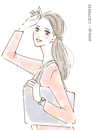 働く人物のライフスタイルイメージ　笑顔で出勤　帰宅 116700816