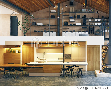 modern loft living room interior. modern loft living room interior. 116701271