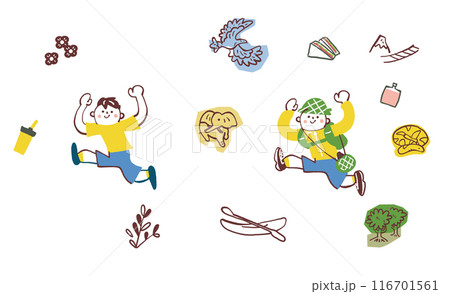 普段の僕と僕の夢　セットのストックイラスト素材 116701561