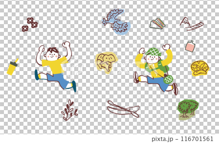 普段の僕と僕の夢　セットのストックイラスト素材 116701561