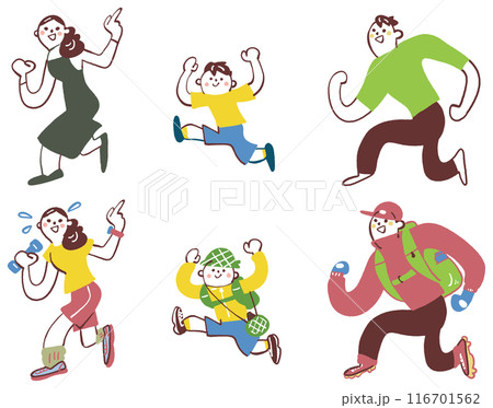 普段の僕らと僕らのしたいこと　セットのストックイラスト素材 116701562