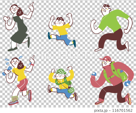 普段の僕らと僕らのしたいこと　セットのストックイラスト素材 116701562