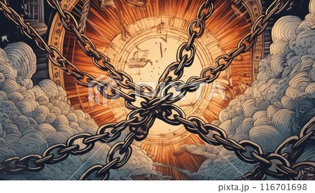 鎖のビンテージ風イラスト 116701698