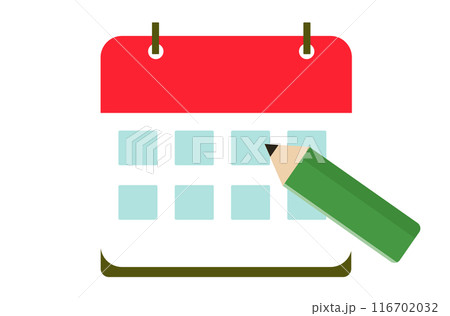 カレンダーと鉛筆。予定を立てる。ベクターイラスト	 116702032