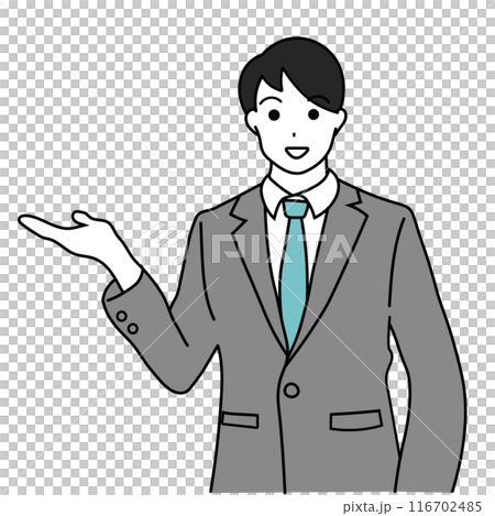 紹介するスーツのビジネスマン 116702485