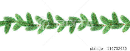 Christmas, New Year, winter border from fir tree branches element for festive design isolated on white background painted illustration Christmas, New Year, winter border from fir tree branches element for festive design isolated on white background painted illustration 116702486