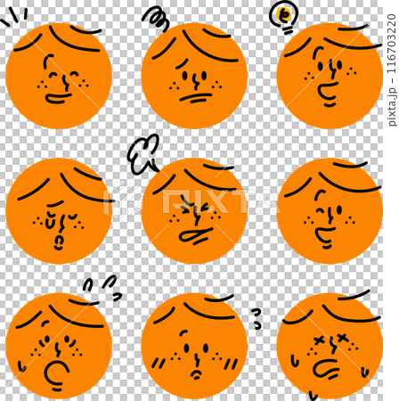 Boys with various expressions face icon set 116703220