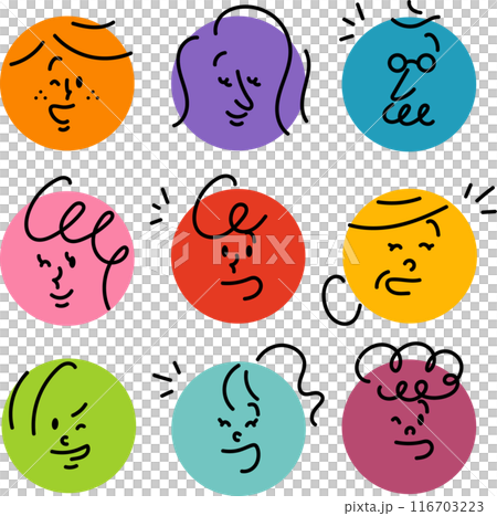 笑顔の人々　顔アイコンセット 116703223