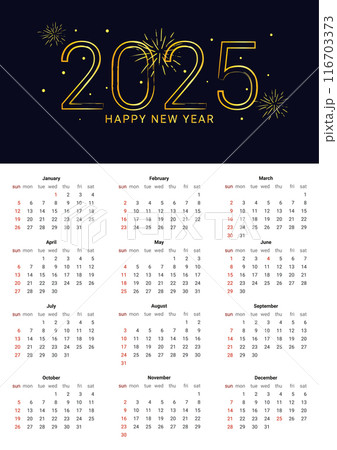 2025 new year asian chinese. Calendar Template. Wall Calendar Planner Organizer for print. Firework . Vector illustration. 116703373