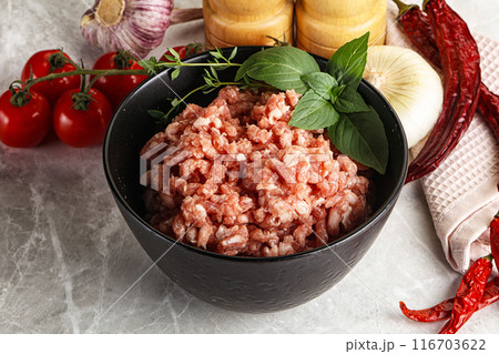 Raw minced pork uncooked meat 116703622