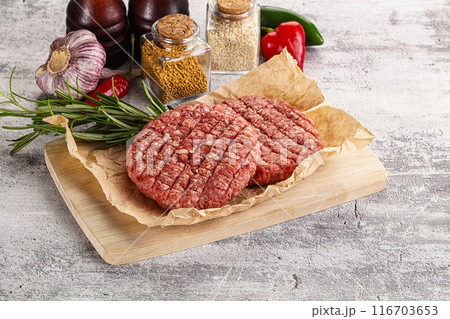 Raw burger cutlet for grill 116703653
