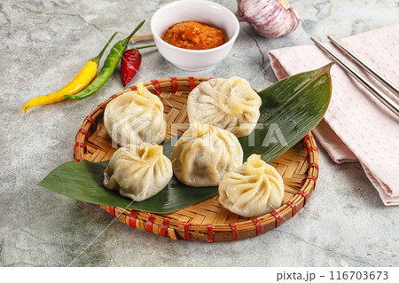 Chinese traditional steamed dumpligs momo Chinese traditional steamed dumpligs momo 116703673