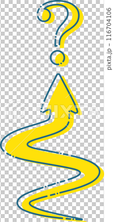 蜿蜒的黃色箭頭和問號 116704106