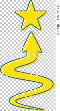 蜿蜒的黃色箭頭和星標 116704110