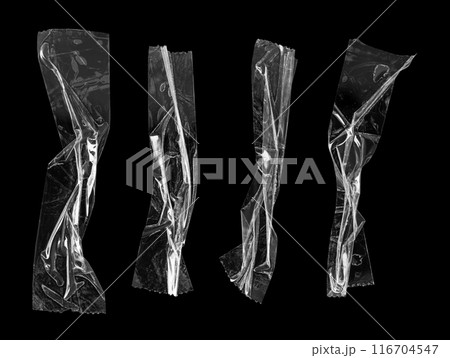 adhesive plastic tape set isolated on black background 116704547