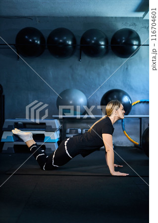 Young attractive sportive woman wearing activewear doing exercises at GYM, Young attractive sportive woman wearing activewear doing exercises at GYM, 116704601