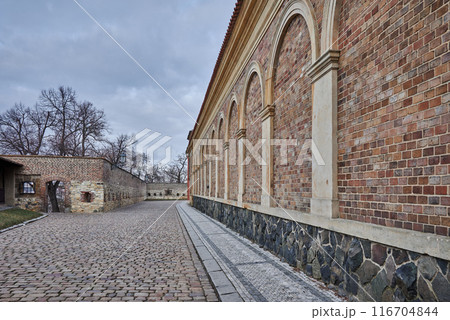 Vysehrad historic fort on the east bank of the Vltava River in Prague, Czech Republic 116704844