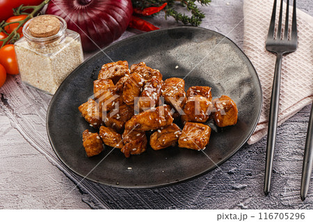 Chicken fillet with soya teriyaki sauce 116705296