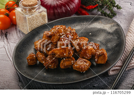 Chicken fillet with soya teriyaki sauce 116705299