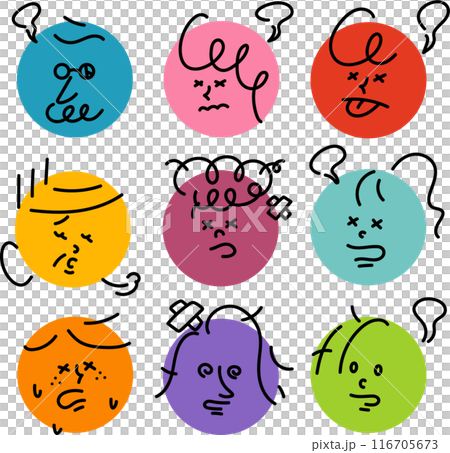 疲労困憊の人々 顔アイコンセット 疲労困憊の人々 顔アイコンセット 116705673