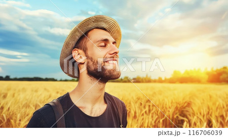 Farmer in a wheat field. 116706039