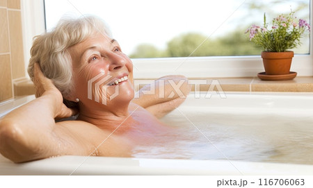 Finding pure bliss in the tranquil waters of the spa. 116706063