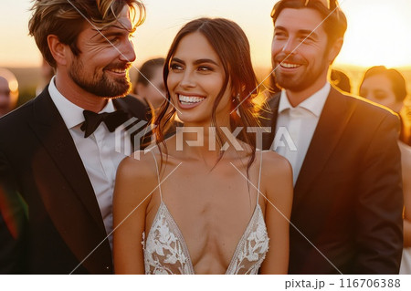 Family meeting on a vineyard. Wedding party. Family meeting on a vineyard. Wedding party. 116706388